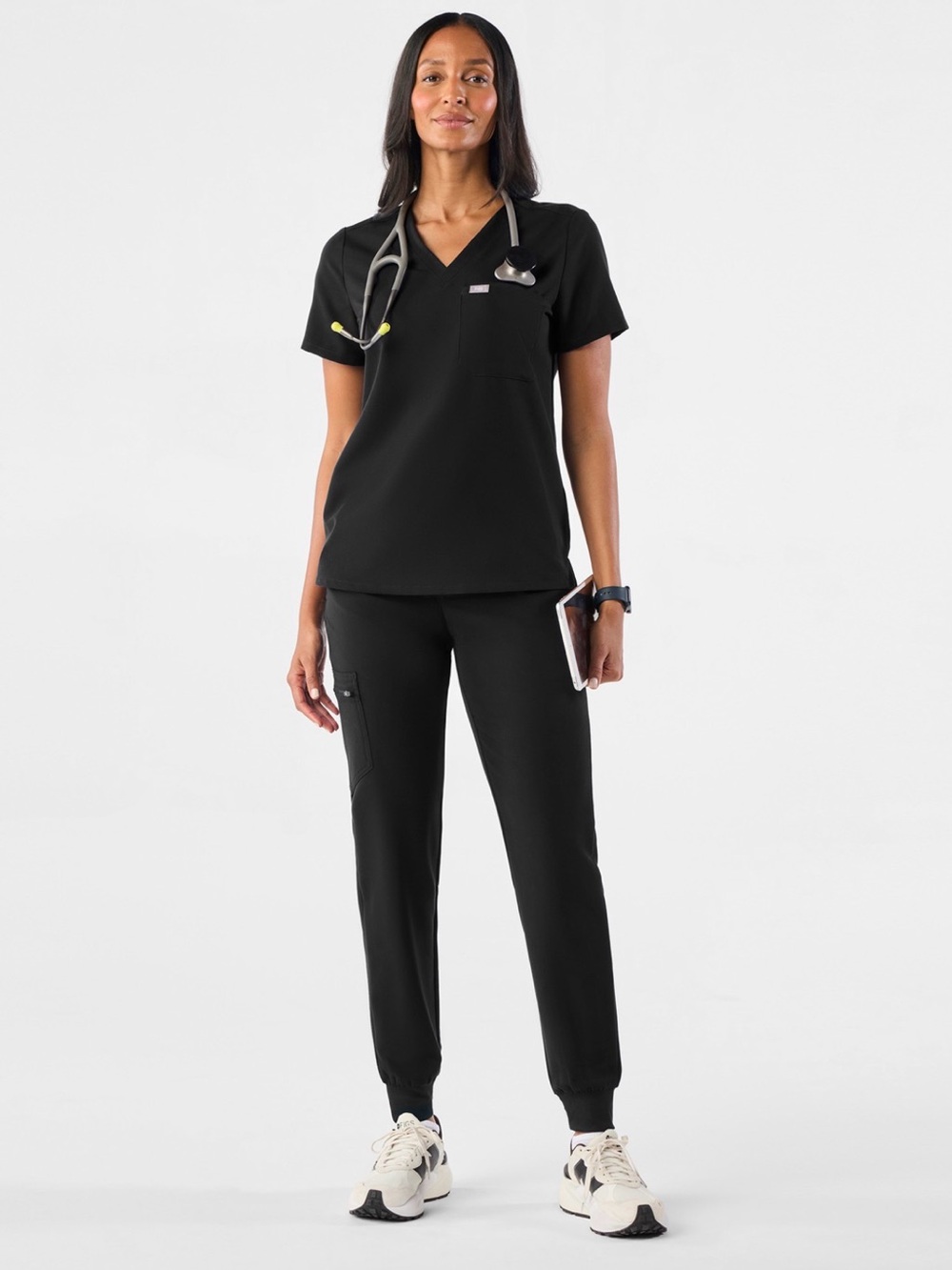 Figs Women's Catalina Black Scrub Top